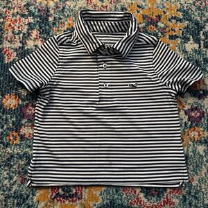 Vineyard Vines Performance Navy Blue Striped Short Sleeve Polo Size 2T